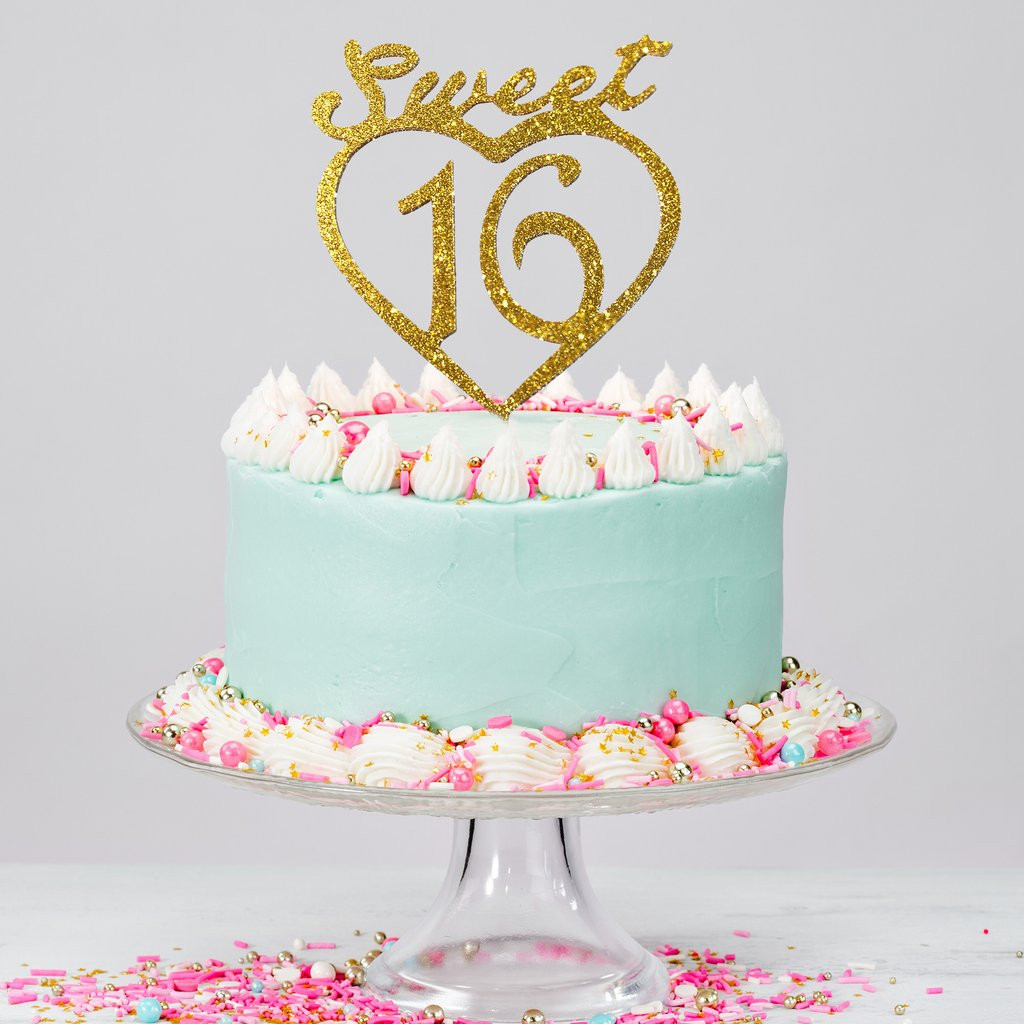 16th Birthday Cake
 Gold Sweet 16th Birthday Cake Topper Sweet 16 – First