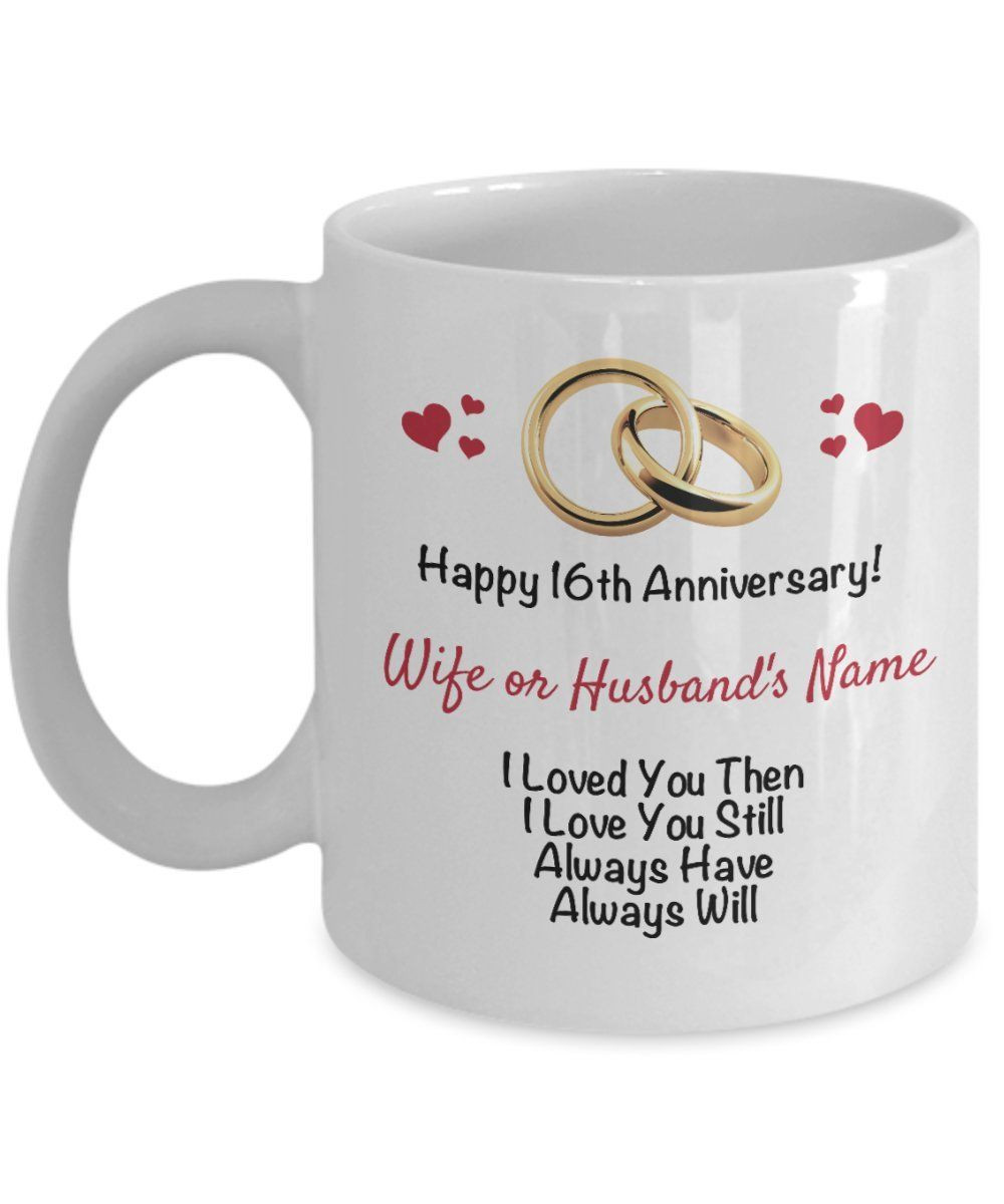 16Th Wedding Anniversary Gift Ideas
 Personalized 16th Anniversary Mug Wife Husband 16 Years