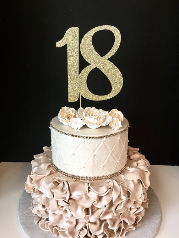 18 Birthday Cakes
 ANY NUMBER Gold Glitter 18th Birthday Cake Topper number