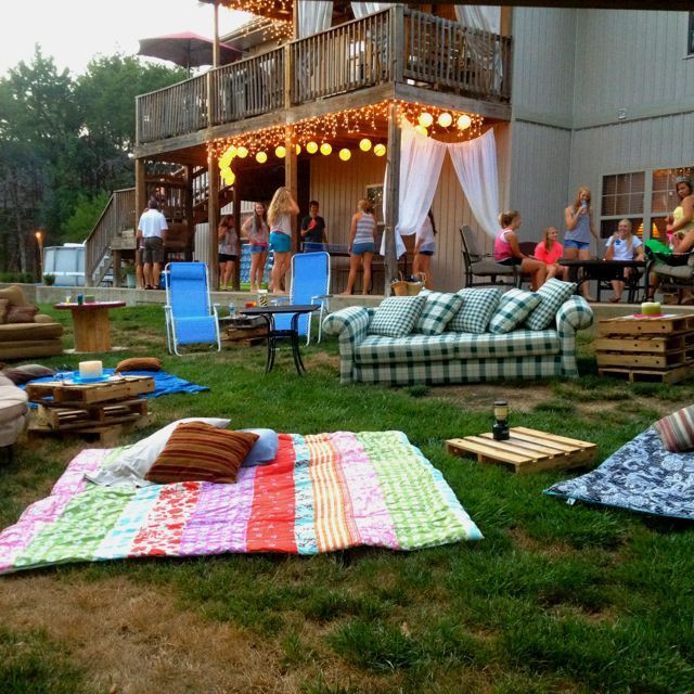 18Th Birthday Backyard Party Ideas
 outdoor movie night ideas Icicle lights from the deck