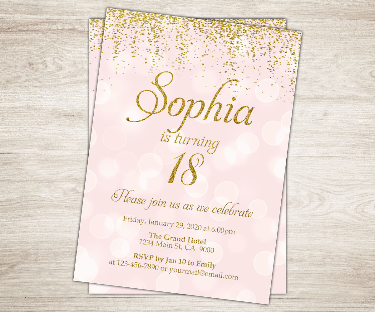 18th Birthday Invitation
 18th Birthday Invitation Girl 18th Birthday Invite Pink