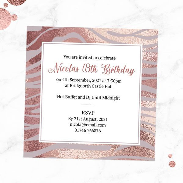 18th Birthday Invitation
 18th Birthday Invitations Blush Tiger Print from Dotty