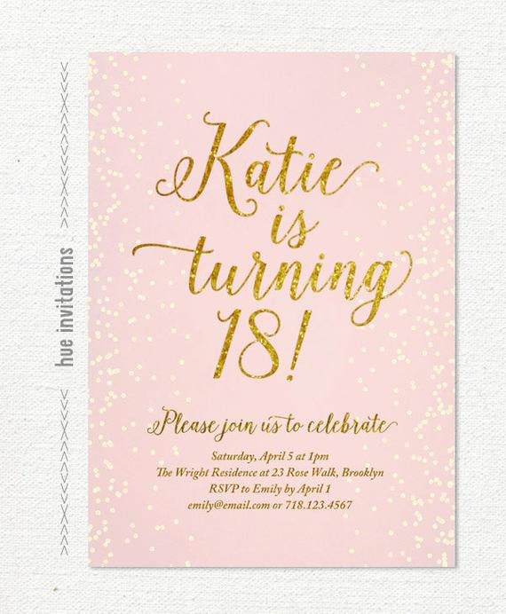 18th Birthday Invitation
 pink gold glitter 18th birthday invitation for girl modern