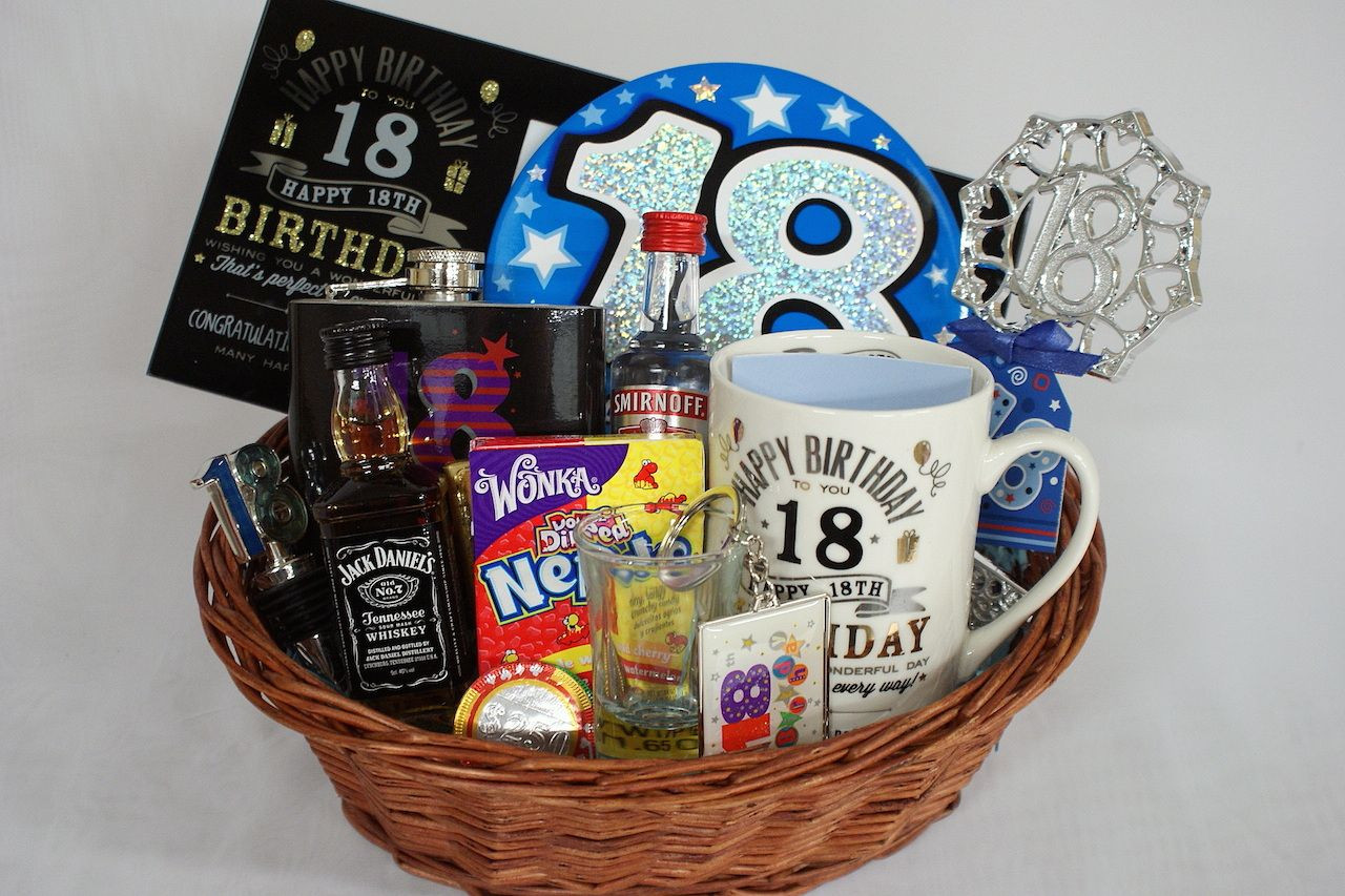 18th Birthday Party Ideas For Guys
 Personalised 18th Birthday Gift Basket for Boys