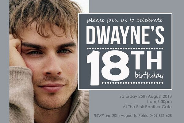 18th Birthday Party Ideas For Guys
 18th birthday invitations for boys Google Search