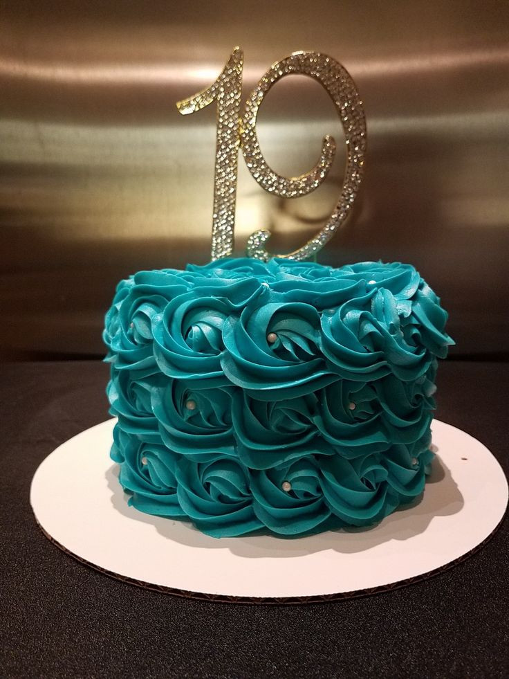19th Birthday Cake
 19th birthday cake teal rosettes butter cream icing girl