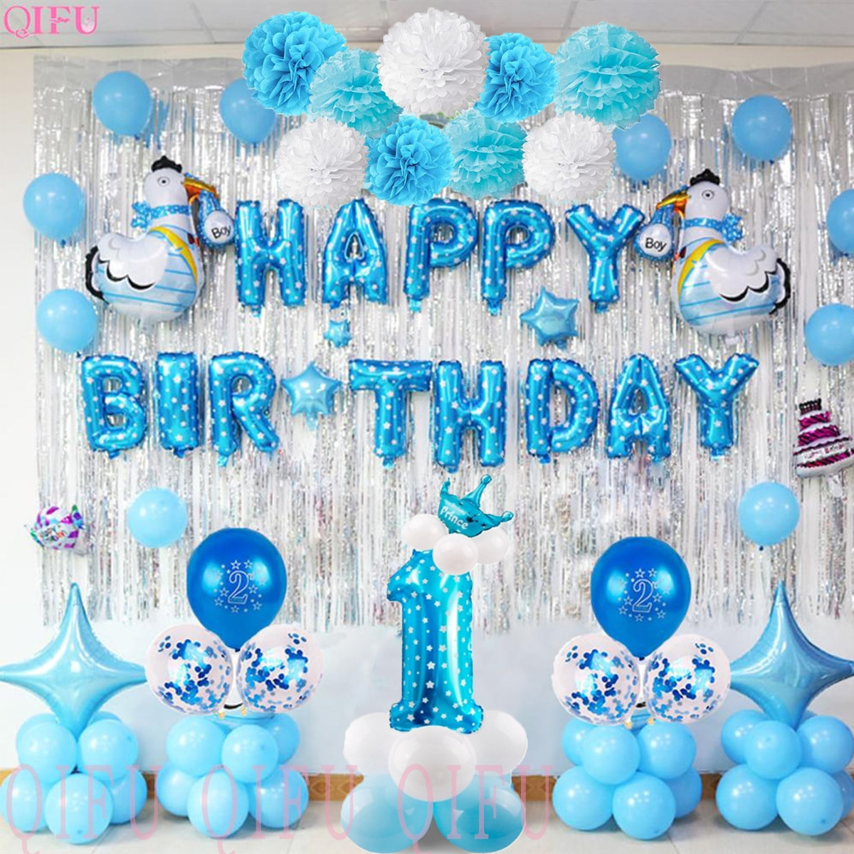 1st Birthday Boy Decorations
 QIFU 1 Birthday Boy 1st Birthday Party Decorations Kids My