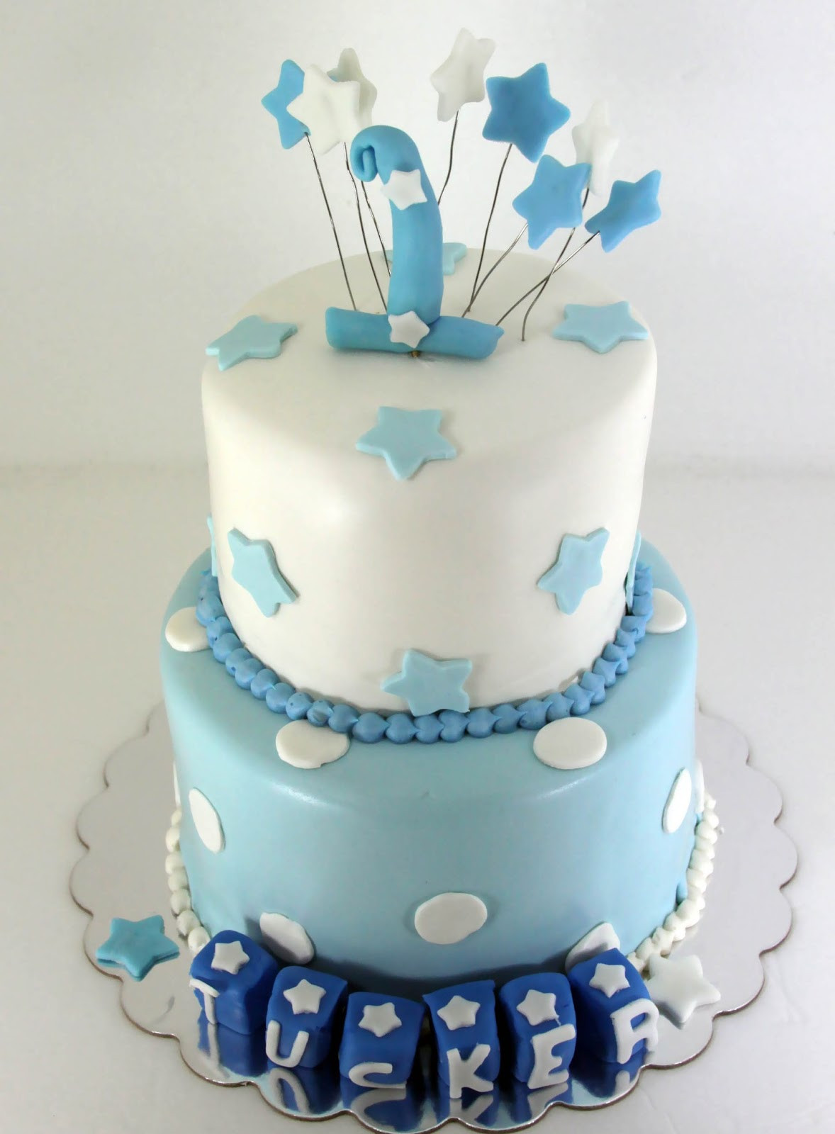 1st Birthday Cake Boy
 Tastefully Done Baby Boy Blue 1st Birthday Cake