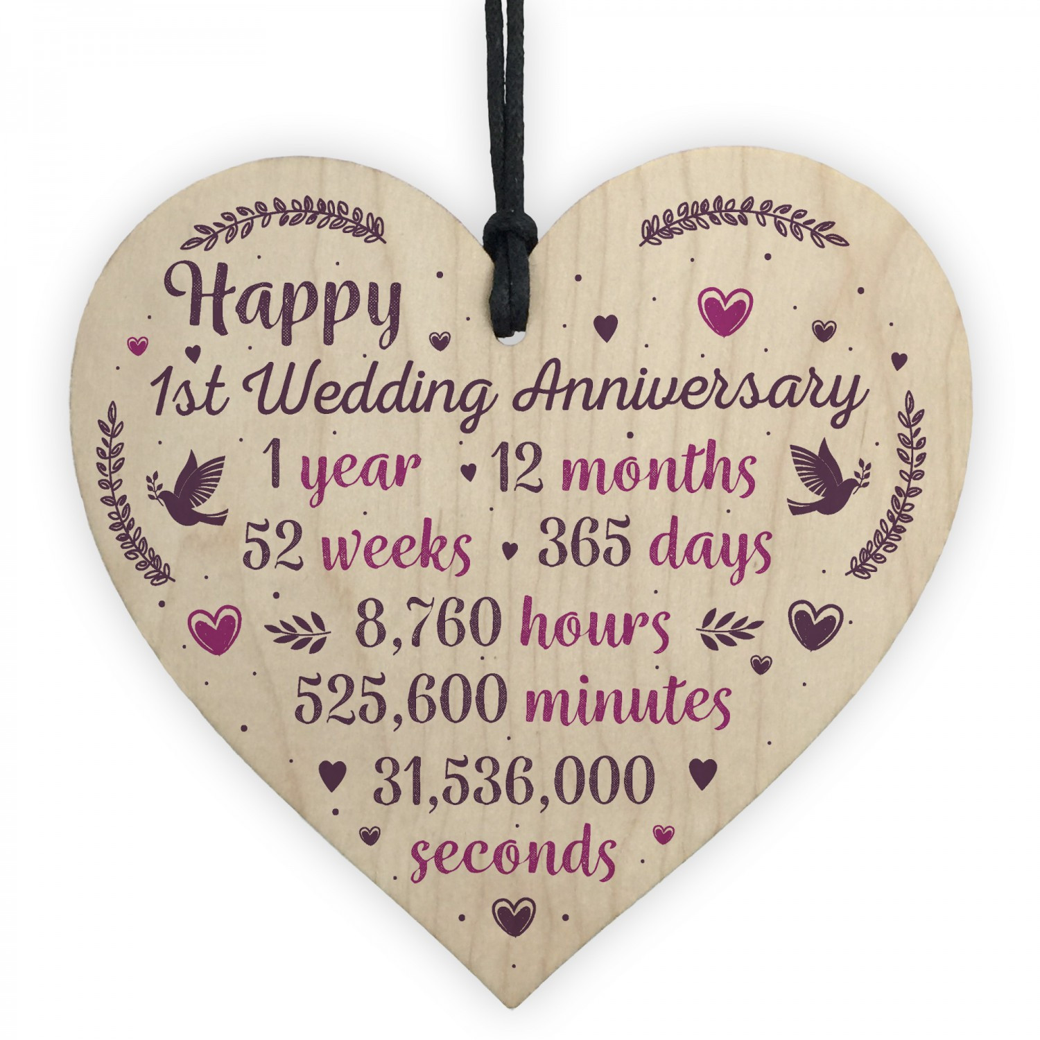 1st Wedding Anniversary Gift Ideas For Her
 Handmade Wood Heart Plaque 1st Wedding Anniversary Gift
