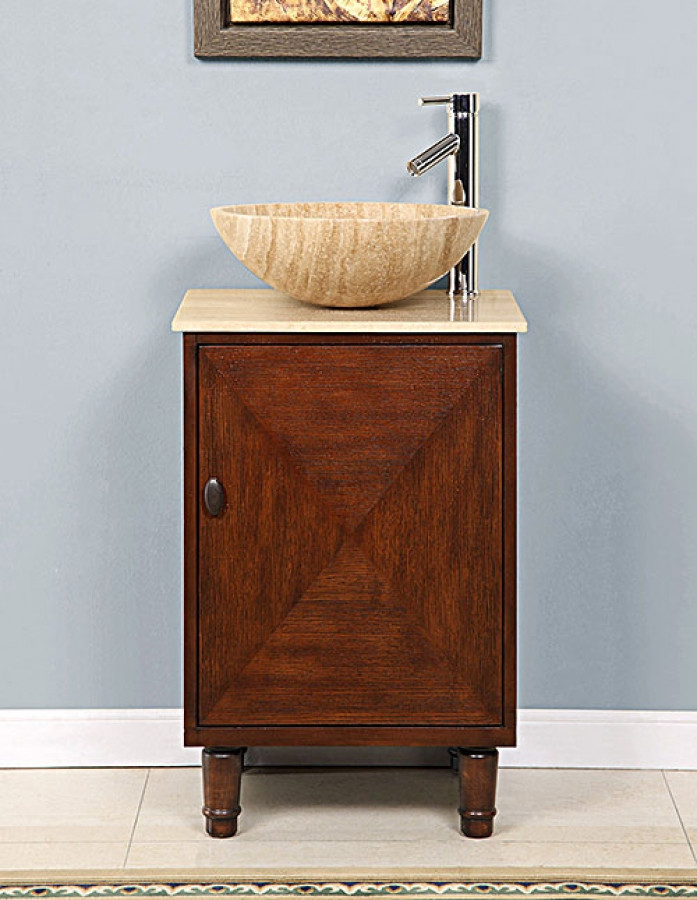 20 Inch Bathroom Vanity
 20 Inch Vessel Sink Bathroom Vanity with a Travertine Top