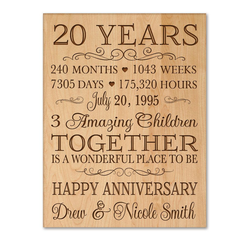 20 Year Wedding Anniversary Gift Ideas
 Personalized 20th anniversary t for him 20 year wedding
