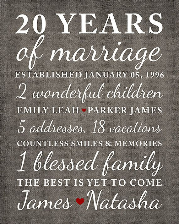20 Years Of Marriage Quotes
 25 bästa 20th Anniversary Gifts idéerna på Pinterest