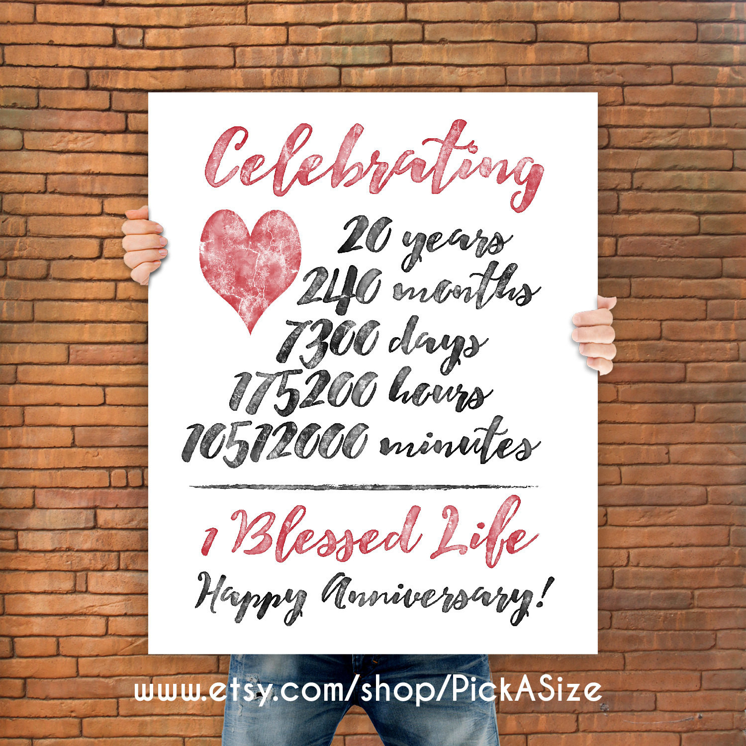 20 Years Of Marriage Quotes
 20th anniversary 20 Year Anniversary Gift Print Wedding