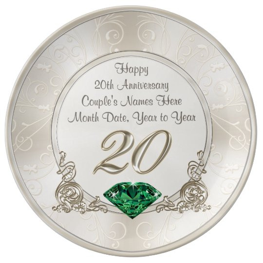 20Th Anniversary Gift Ideas
 Gorgeous Personalized 20th Anniversary Gifts Plate