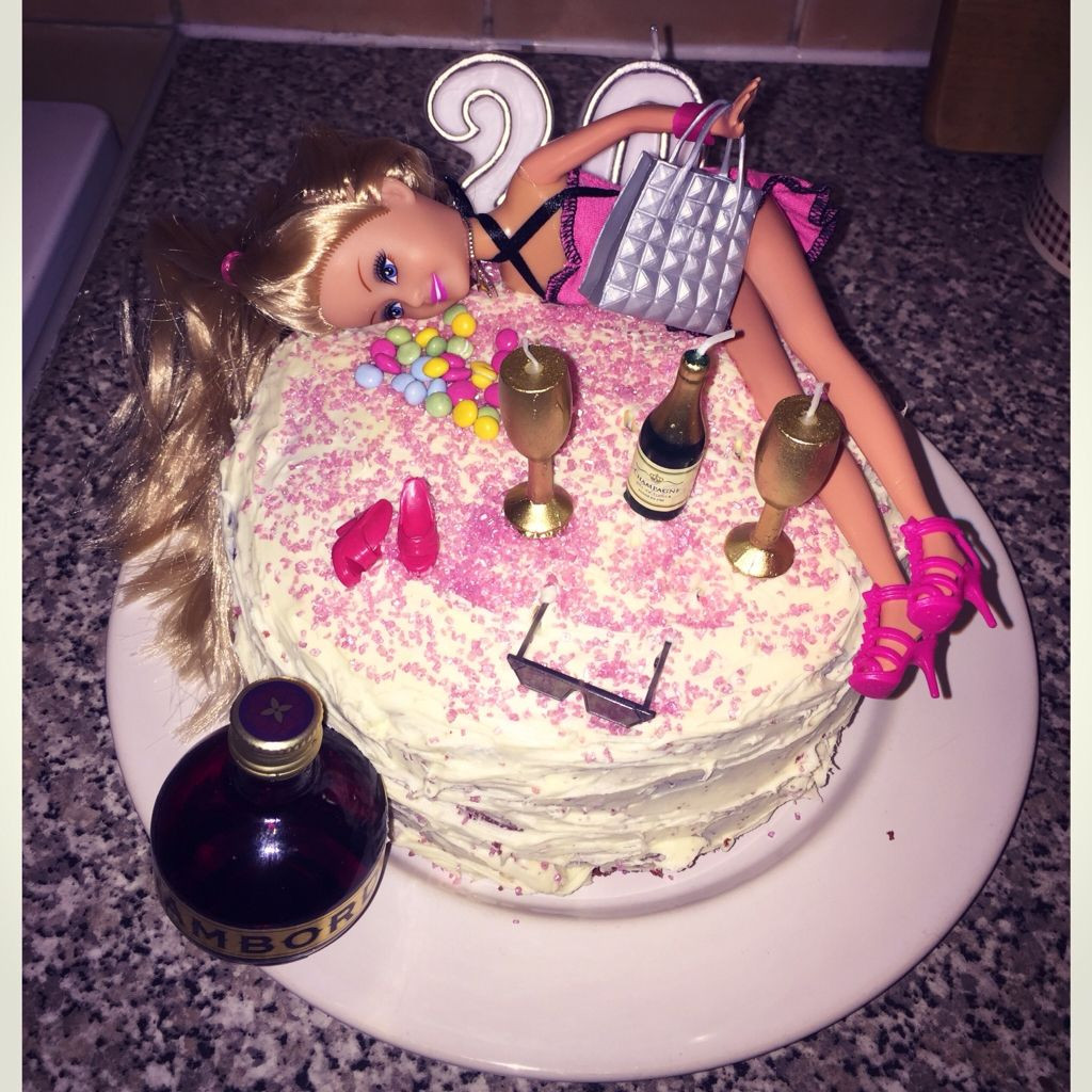 20th Birthday Cakes
 Tipsy barbie 20th birthday cake