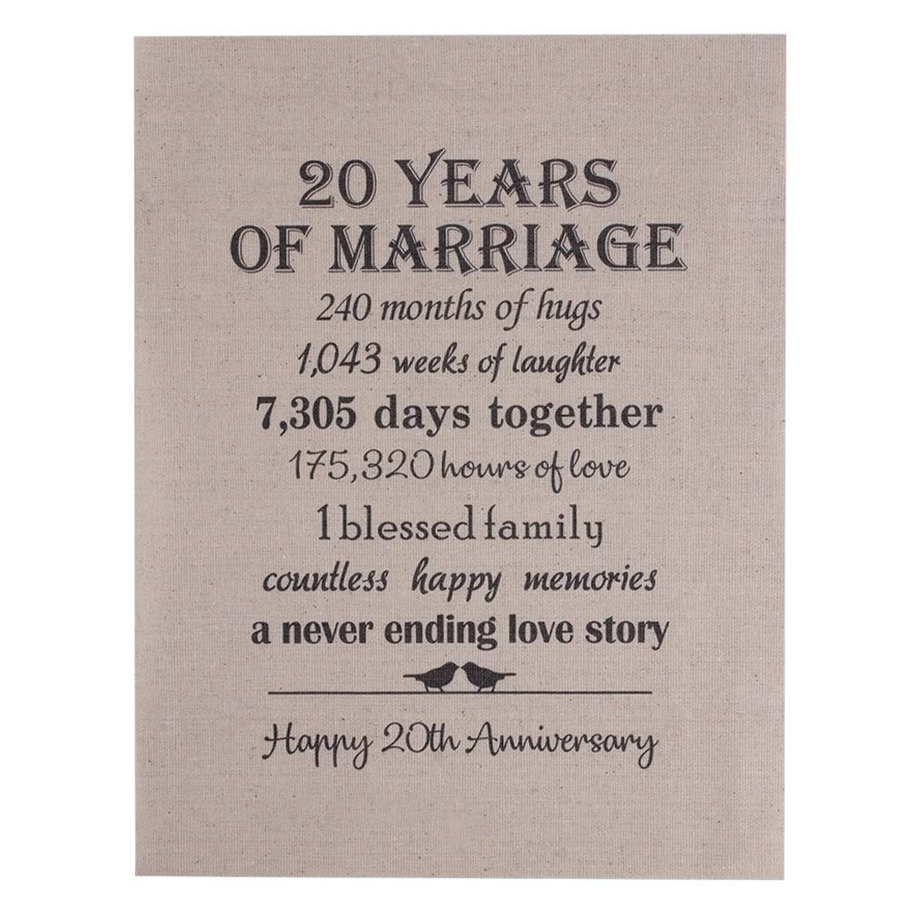 20Th Wedding Anniversary Gift Ideas For Couple
 20th Anniversary Love Birds Burlap Print with Frame 20