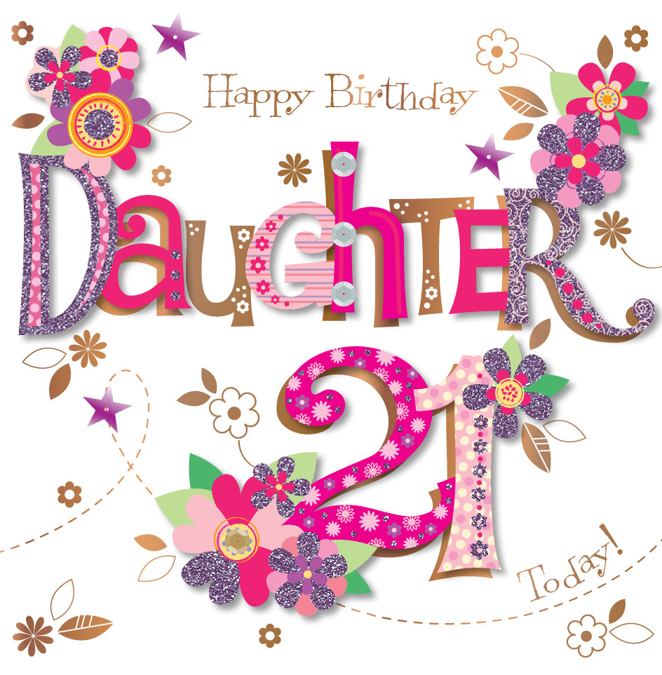 21st Birthday Card
 Daughter 21st Birthday Handmade Embellished Greeting Card