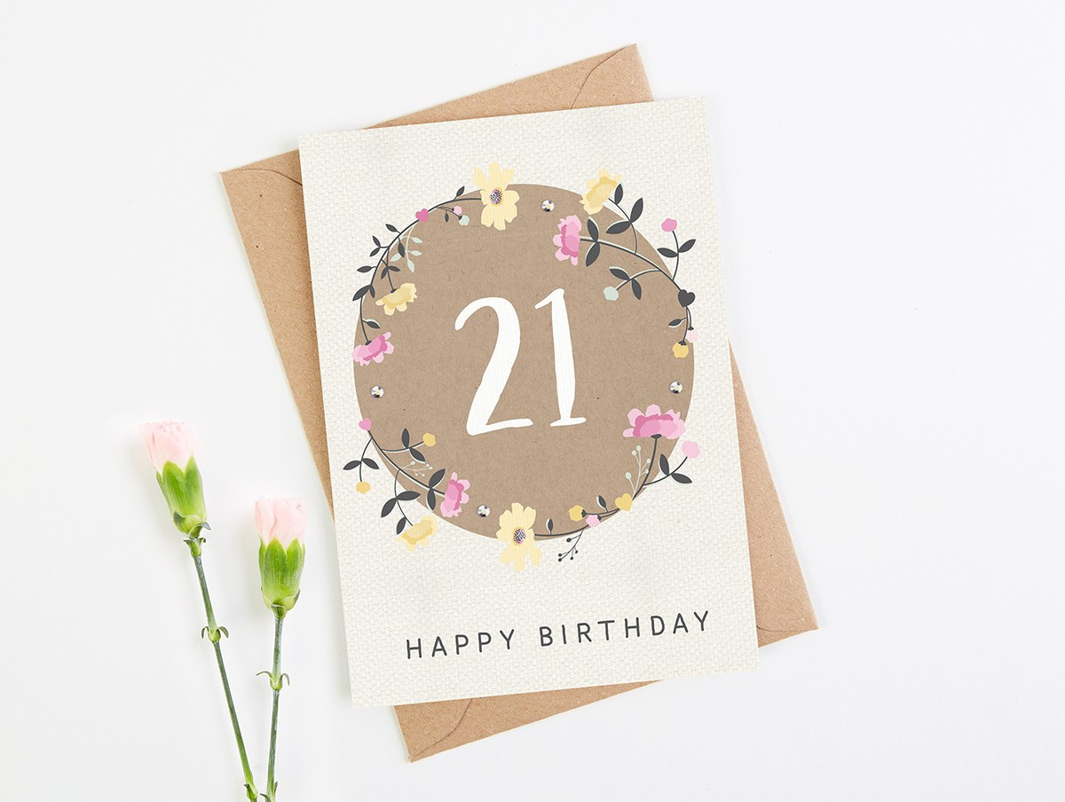 21st Birthday Cards
 21st Birthday Card Floral norma&dorothy