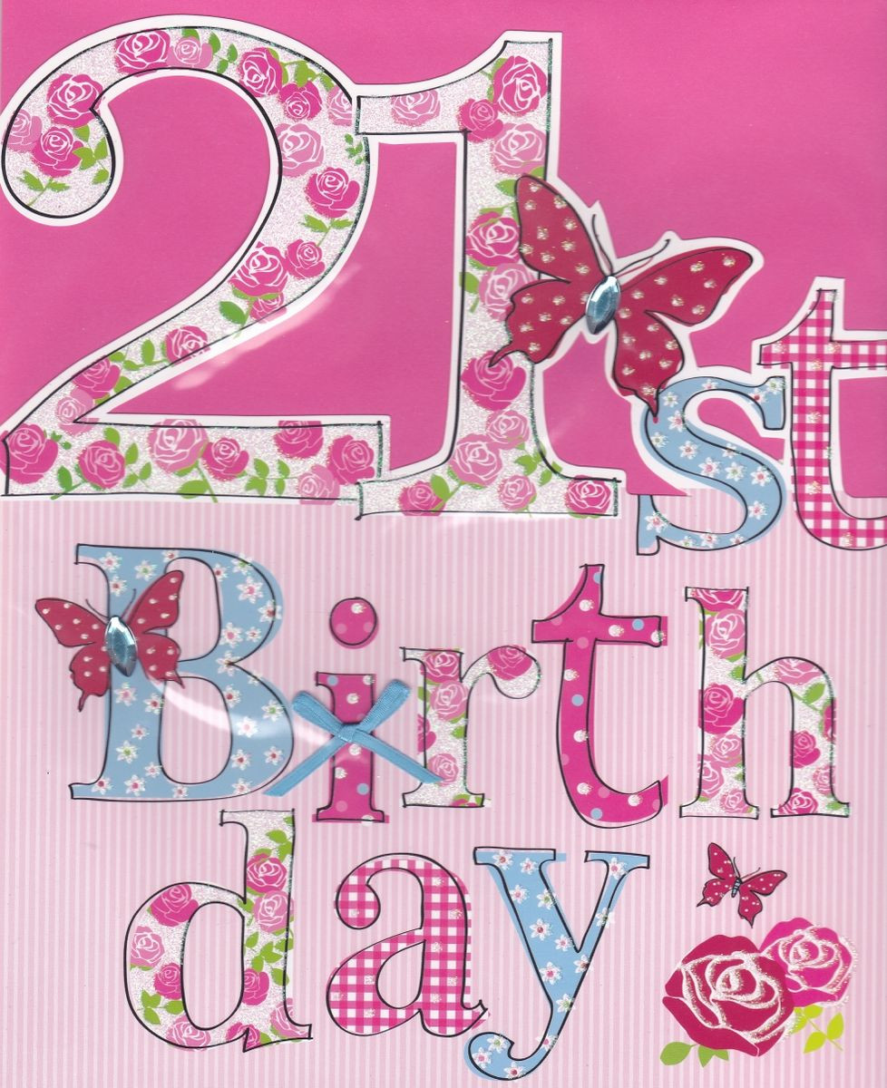 21st Birthday Cards
 Hand Finished Floral 21st Birthday Card Luxury
