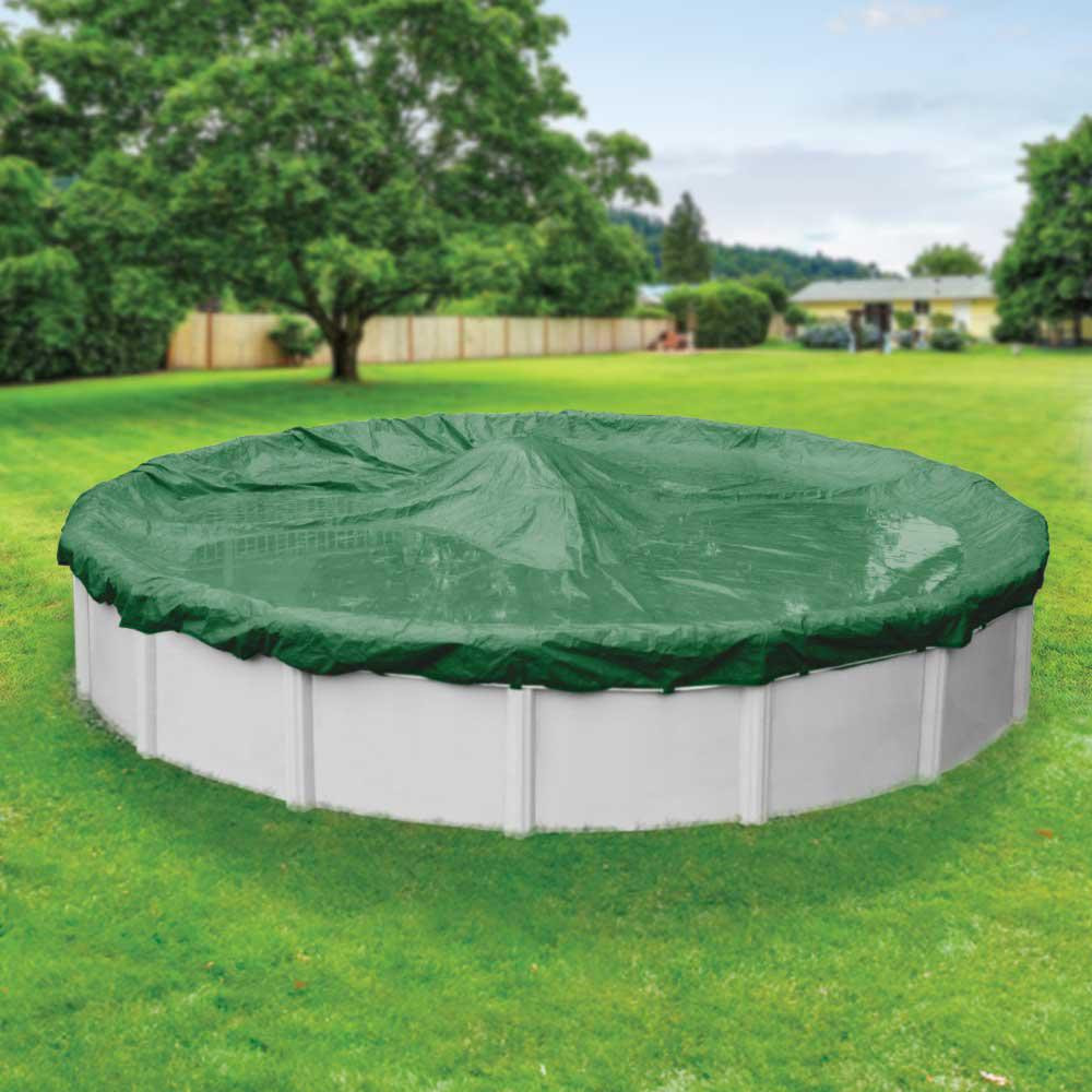 24 Above Ground Pool Cover
 Robelle Titan 24 ft Pool Size Round Green Solid Winter