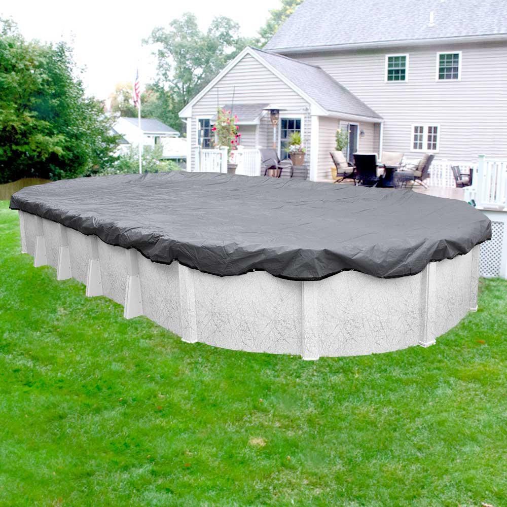 24 Above Ground Pool Cover
 Robelle Ultra 18 ft x 24 ft Pool Size Oval Dove Gray