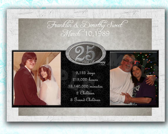 25Th Anniversary Gift Ideas For Couple
 25th Anniversary Gift 25th Wedding by PartyPrintExpress on