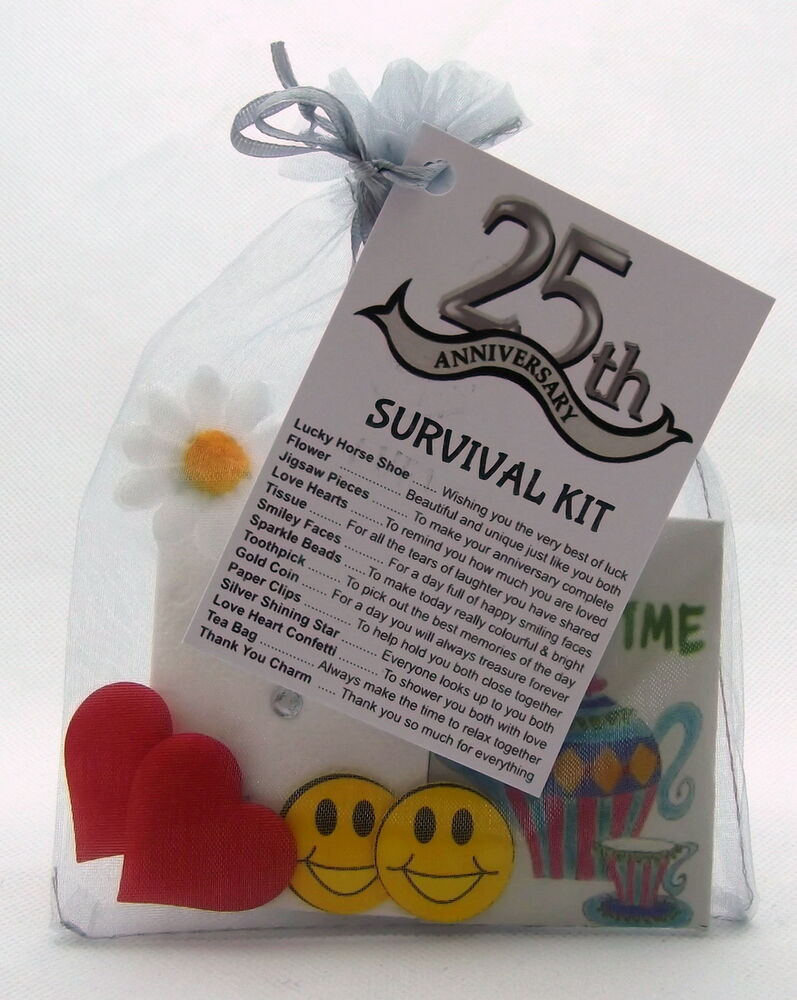 25Th Anniversary Gift Ideas For Friends
 25th Silver Wedding Anniversary SURVIVAL KIT Novelty Gift