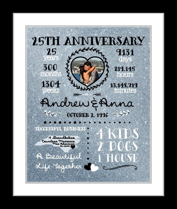 25Th Anniversary Gift Ideas For Husband
 25 year anniversary t silver wedding anniversary t for