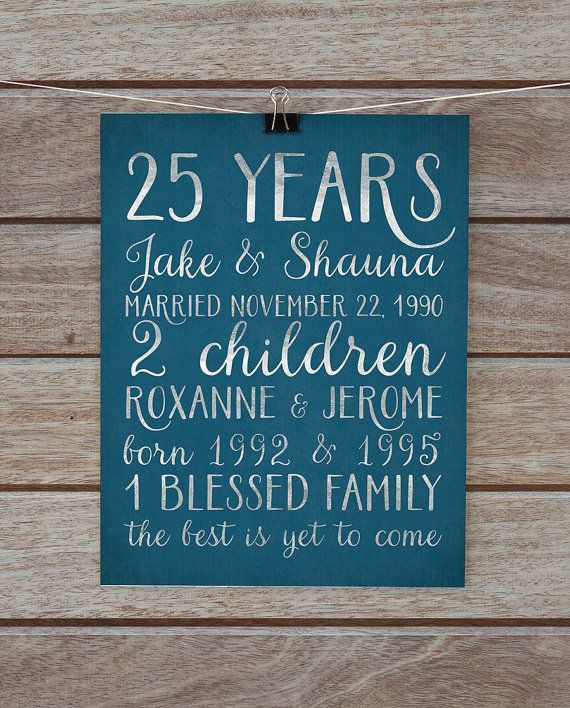25Th Anniversary Gift Ideas For Parents
 25th Anniversary Gift Silver 25 Year Anniversary Gift for