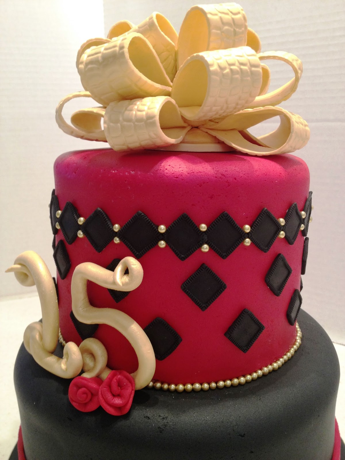 25th Birthday Cakes
 MaryMel Cakes Red Black & Gold 25th Birthday