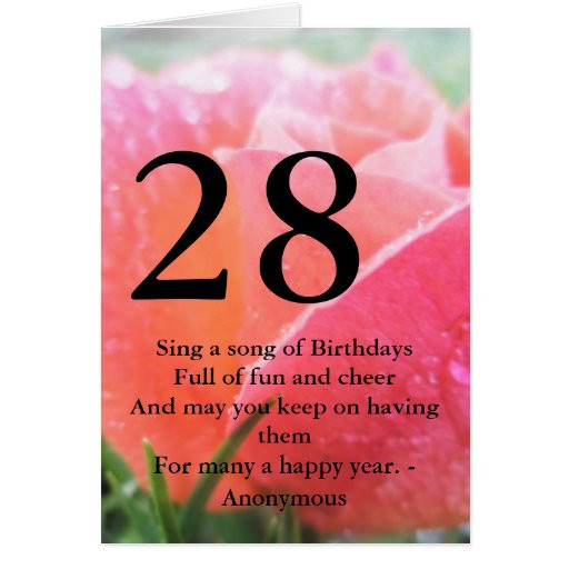 28Th Birthday Quotes
 28th Birthday Greeting Card