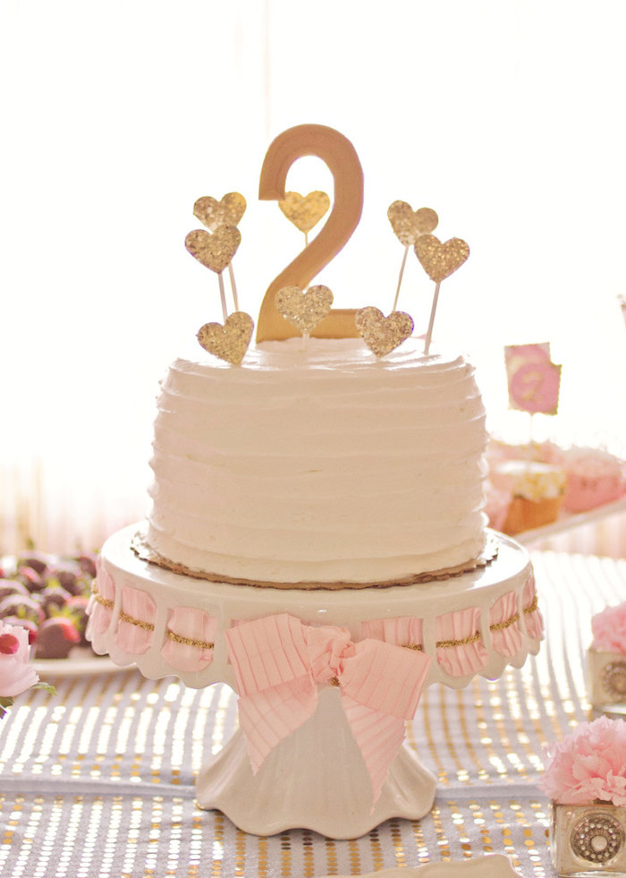 2nd Birthday Cake Ideas
 Kara s Party Ideas Pink & Gold Second Birthday Party