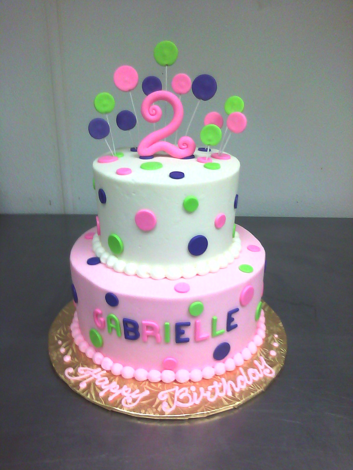2nd Birthday Cake
 Pink Purple & Green 2nd Birthday Cake