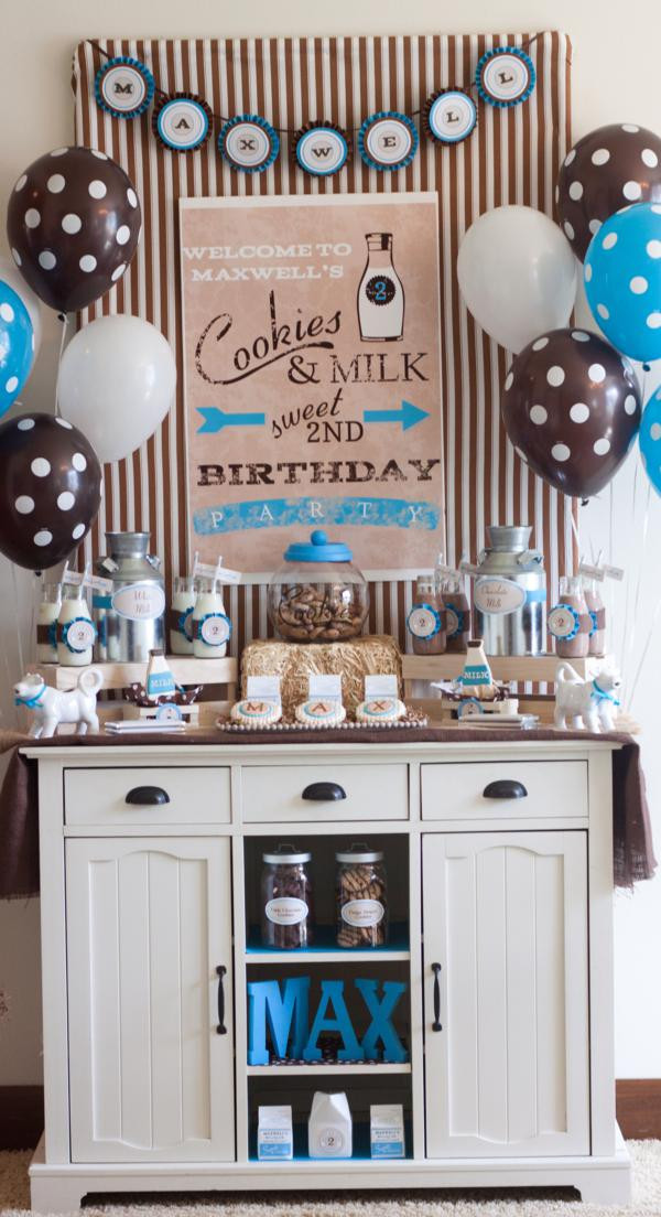 2Nd Birthday Party Ideas For Boy
 Kara s Party Ideas Milk and Cookies 2nd Birthday Party