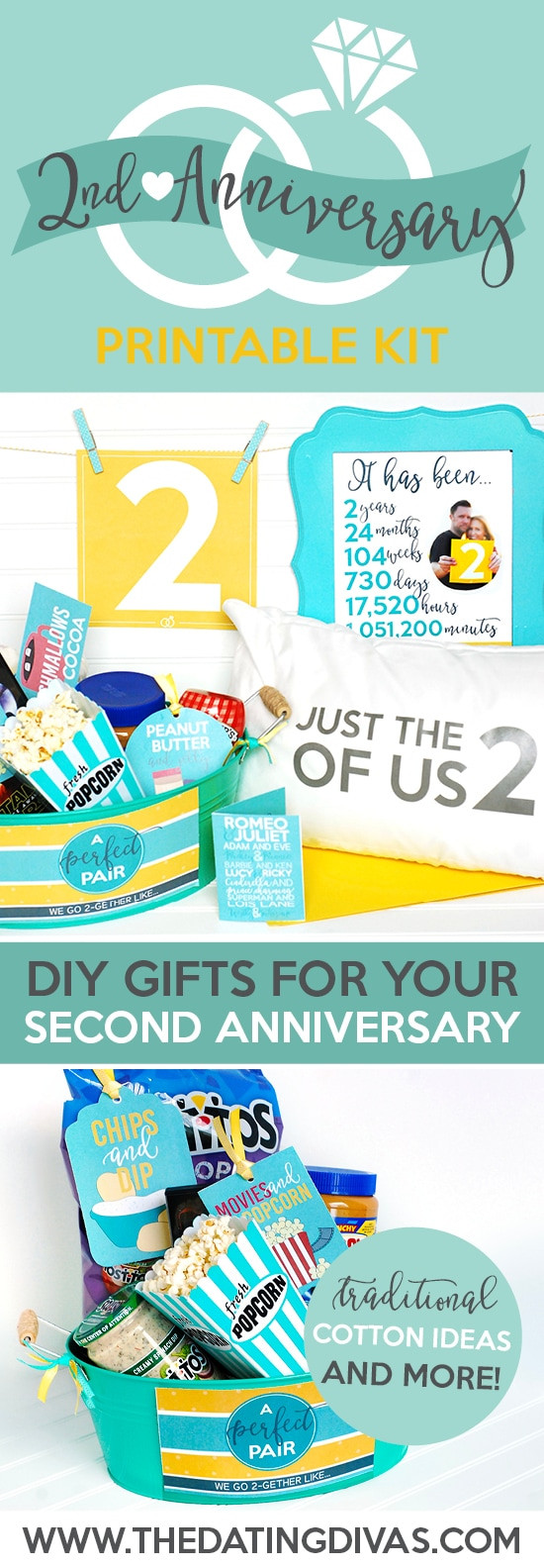 2Nd Year Anniversary Gift Ideas
 Second Anniversary Gift Printable Kit The Dating Divas