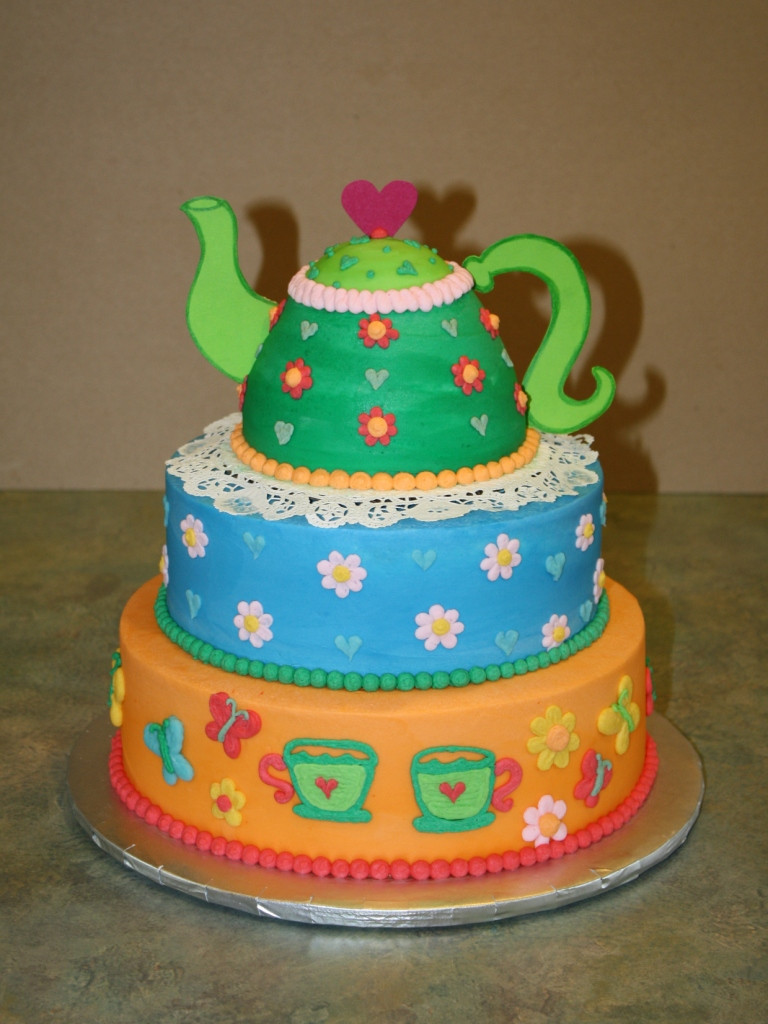 3 Tier Birthday Cake
 Party Cakes 3 Tier Teapot Birthday Cake