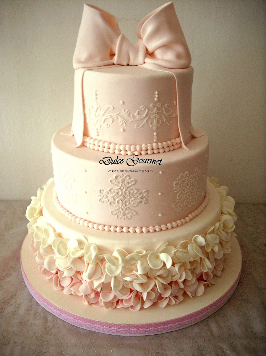3 Tier Birthday Cake
 Pink Ombre Baptism Cake CakeCentral
