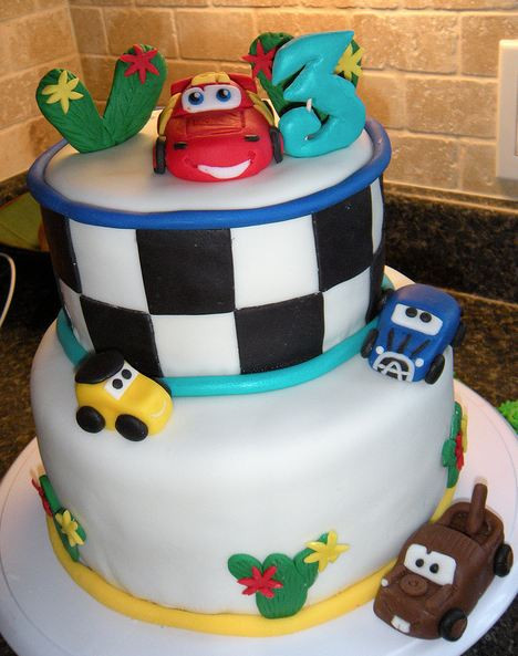 3 Year Old Birthday Cake
 Two tier Cars theme birthday cake for 3 year old JPG