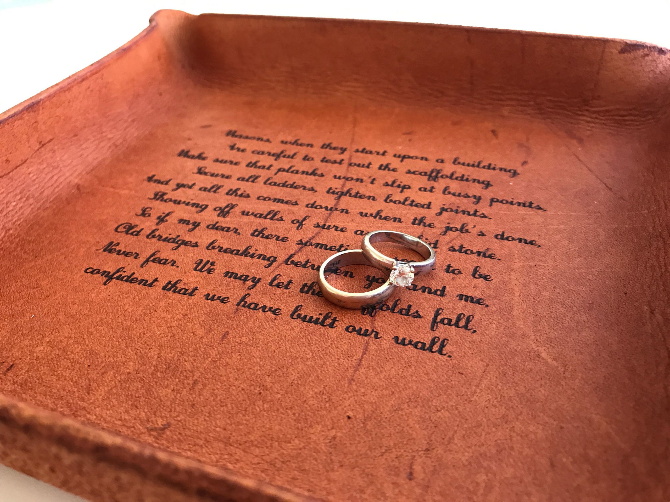 3 Years Anniversary Gift Ideas
 Leather Tray with Your Vows 3 Year Anniversary Gift