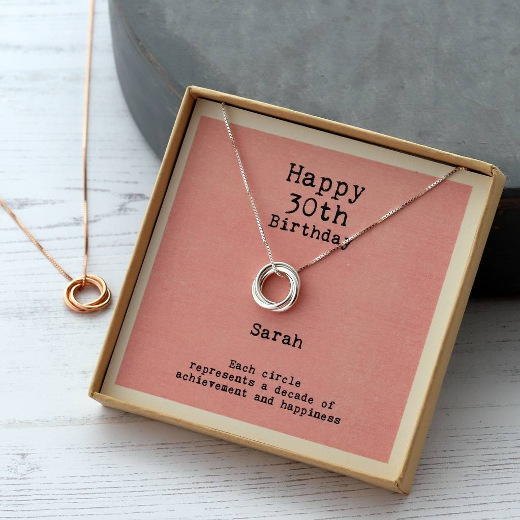 30 Birthday Gift Ideas For Her
 sterling silver happy 30th birthday necklace by attic