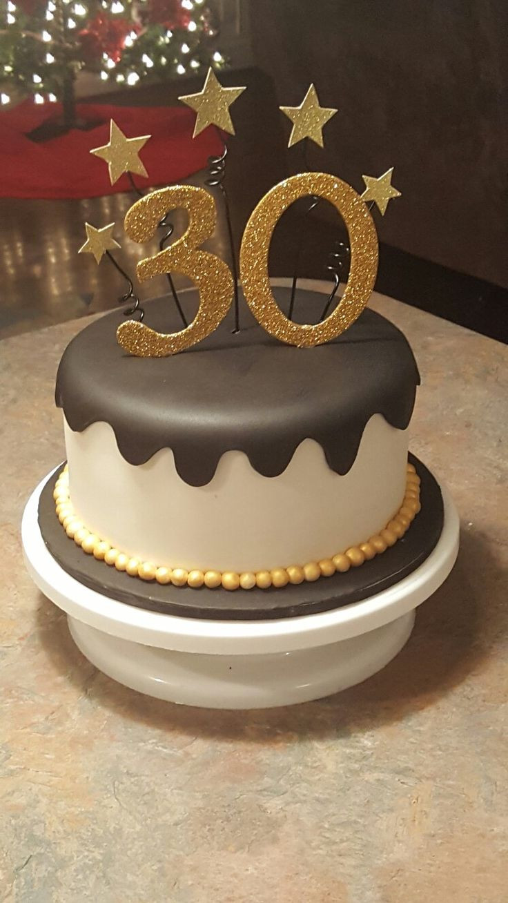 30th Birthday Cake For Him
 Black and gold 30th Birthday cake
