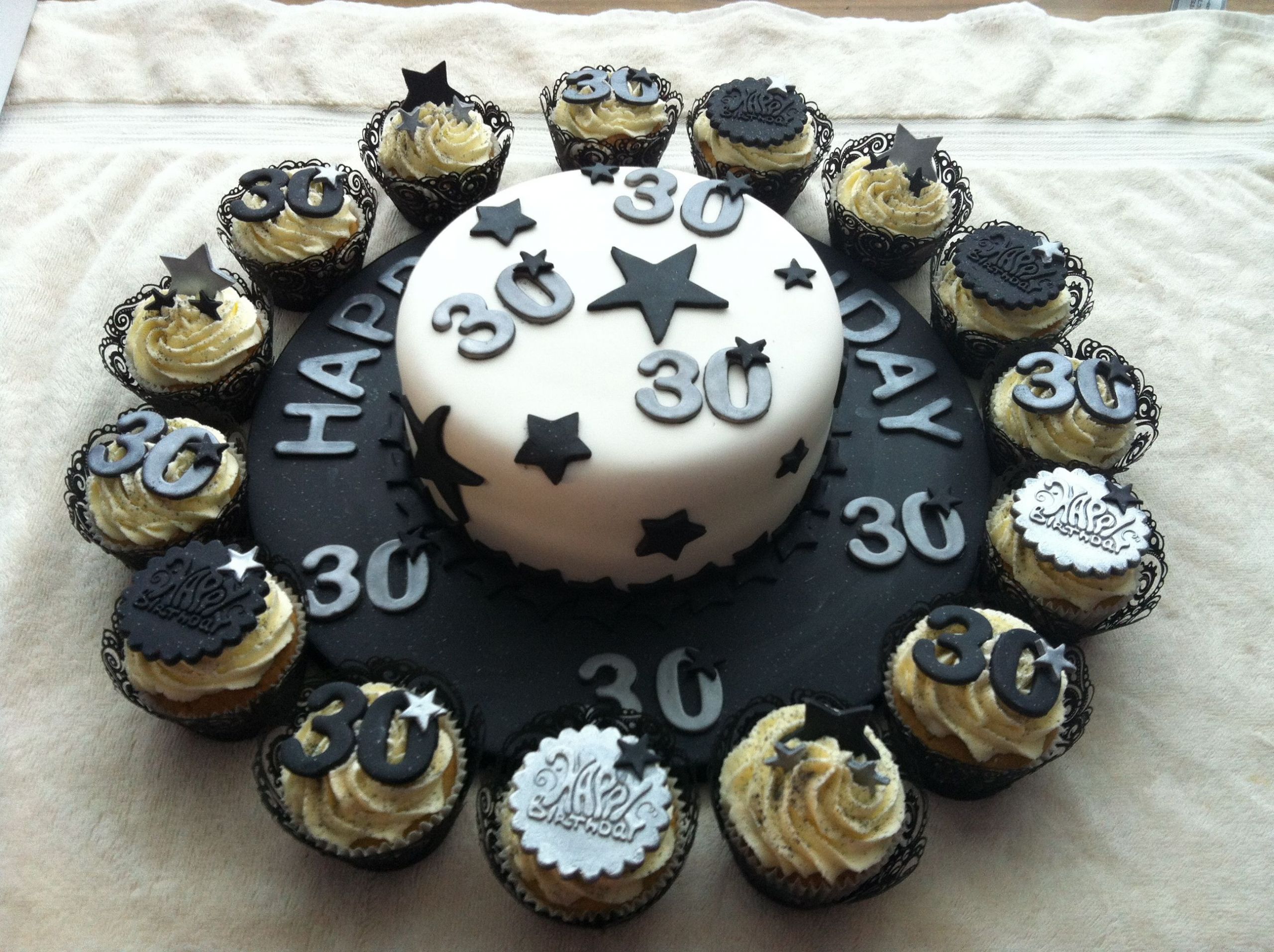 30th Birthday Cake For Him
 Male 30th black and silver theme