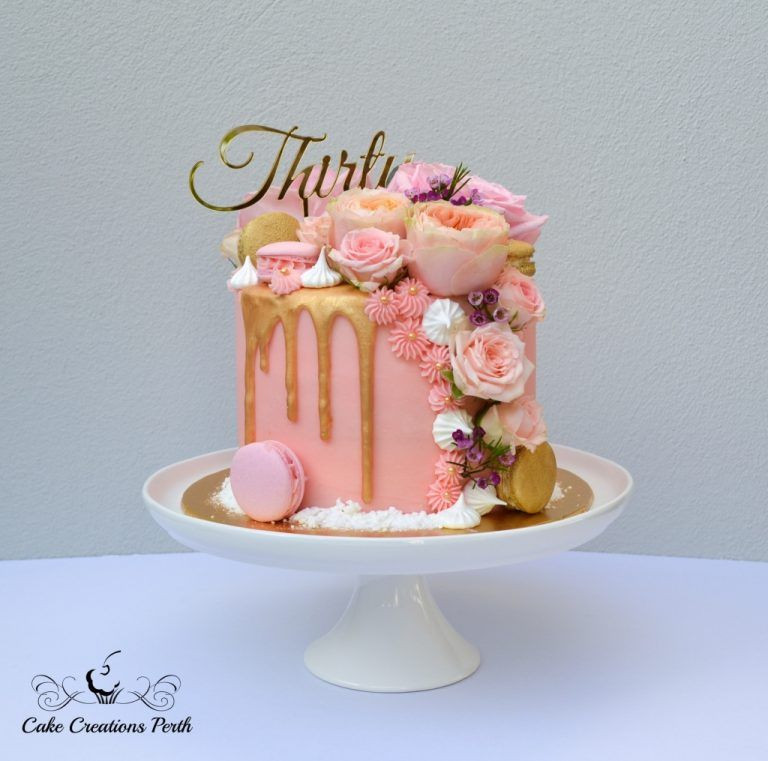 30th Birthday Cake Ideas For Her
 Pink & Gold Drip 30th Cake – Cake Creations Perth With