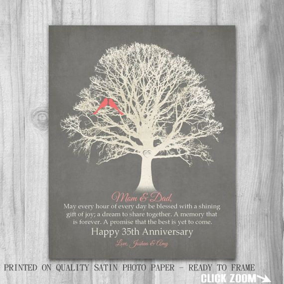 35Th Wedding Anniversary Gift Ideas For Parents
 35th Anniversary Canvas or Print Gift for Parents Gift Mom