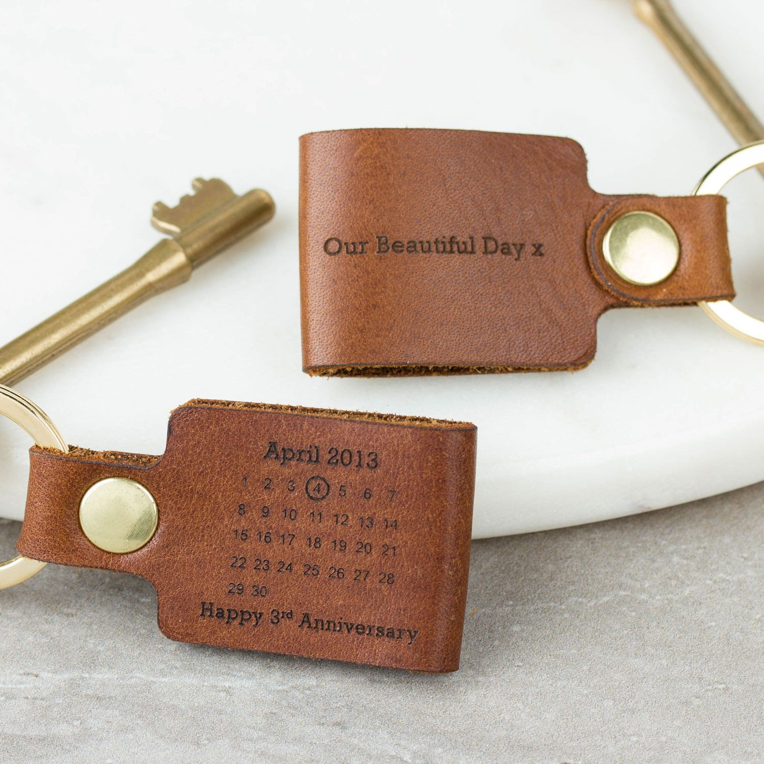 3Rd Anniversary Leather Gift Ideas
 Personalised Third Wedding Anniversary Leather Keyring