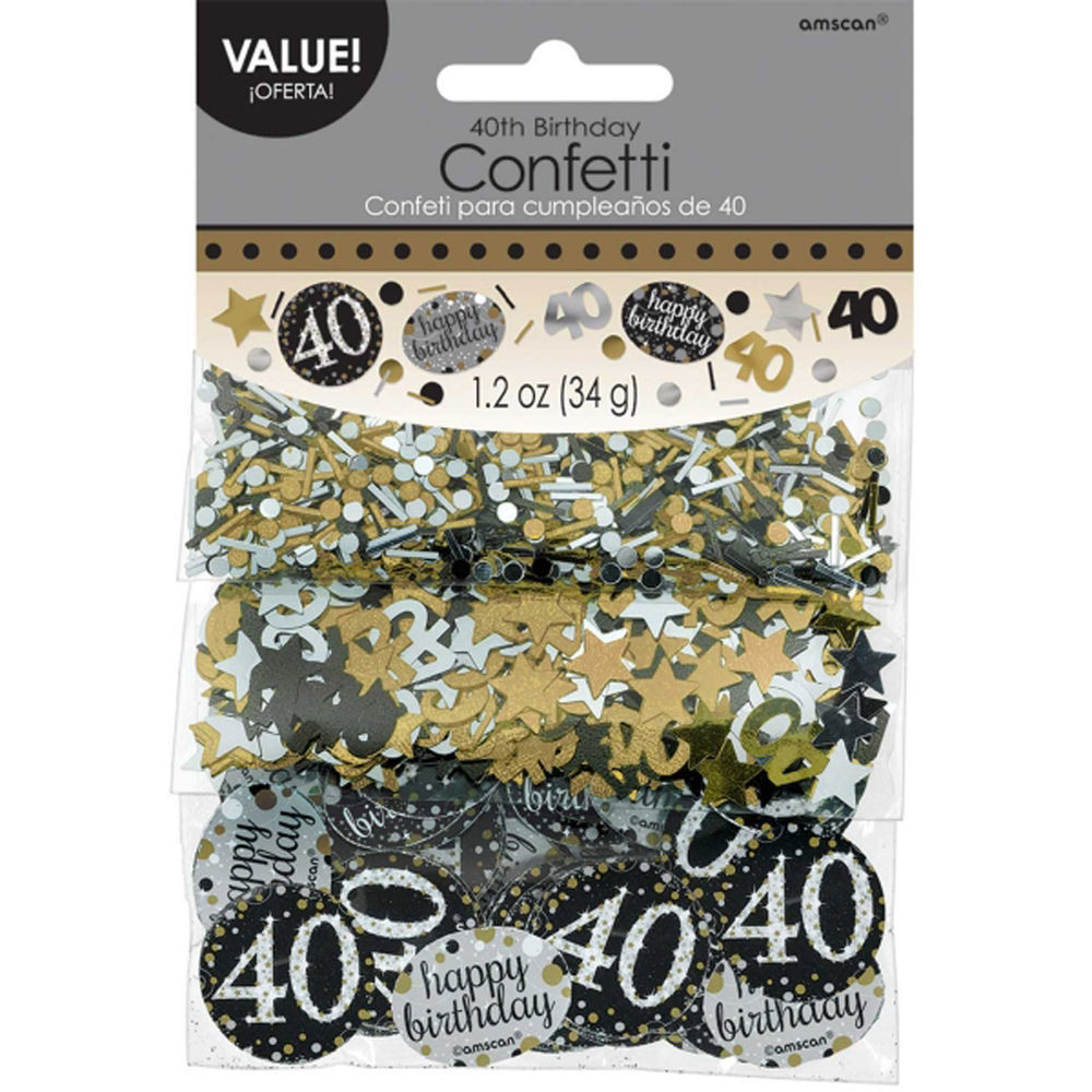 40 Birthday Decorations
 40th Birthday Confetti Table Decoration Sprinkle Black