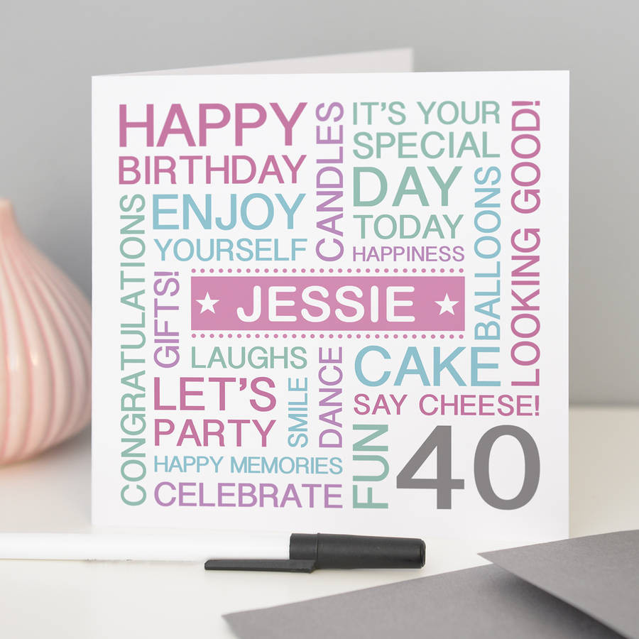 40th Birthday Card
 Personalised 40th Birthday Card By A Type Design