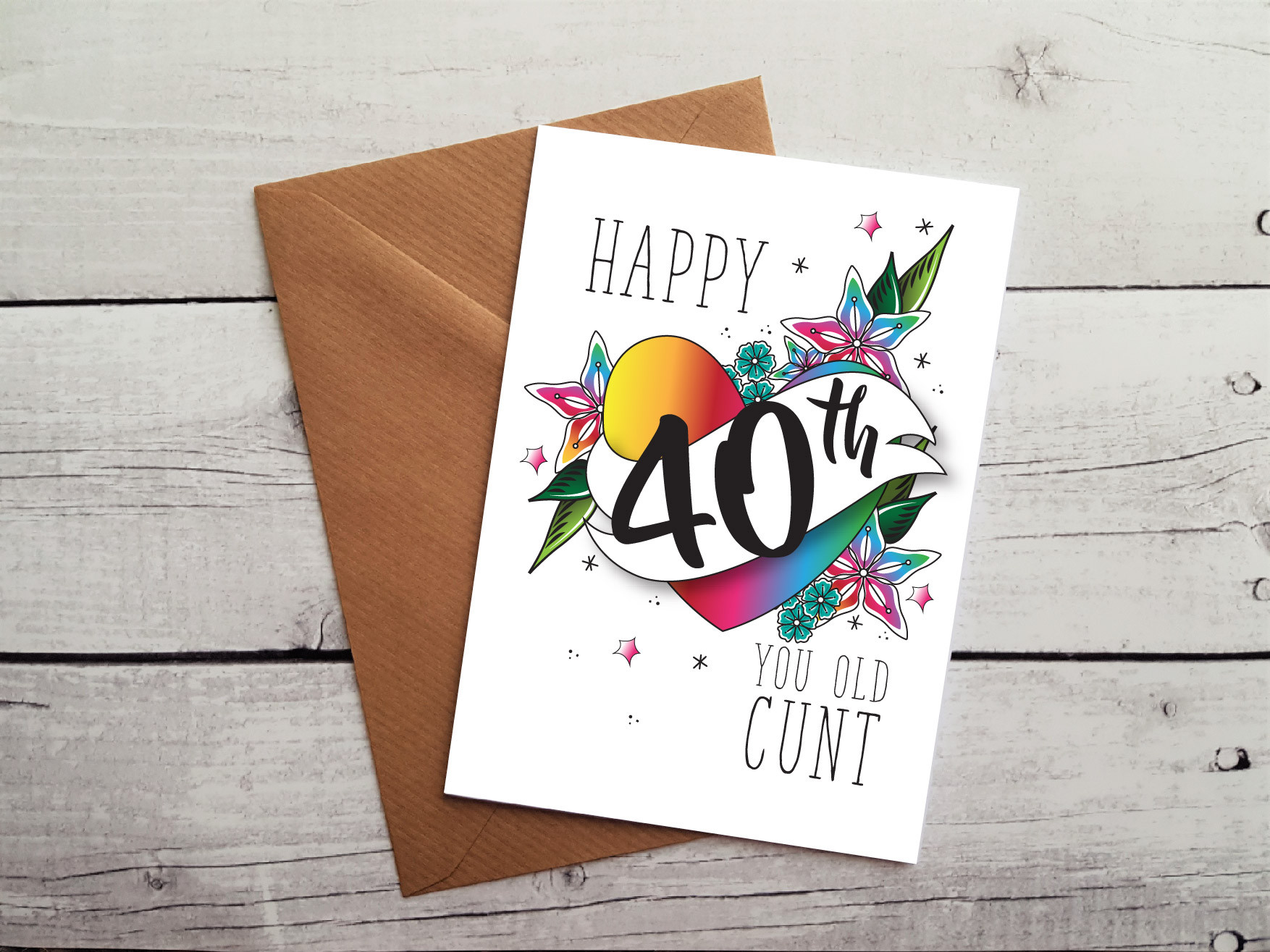 40th Birthday Card
 Insulting 40th Birthday Card Happy 40th You Old Cunt