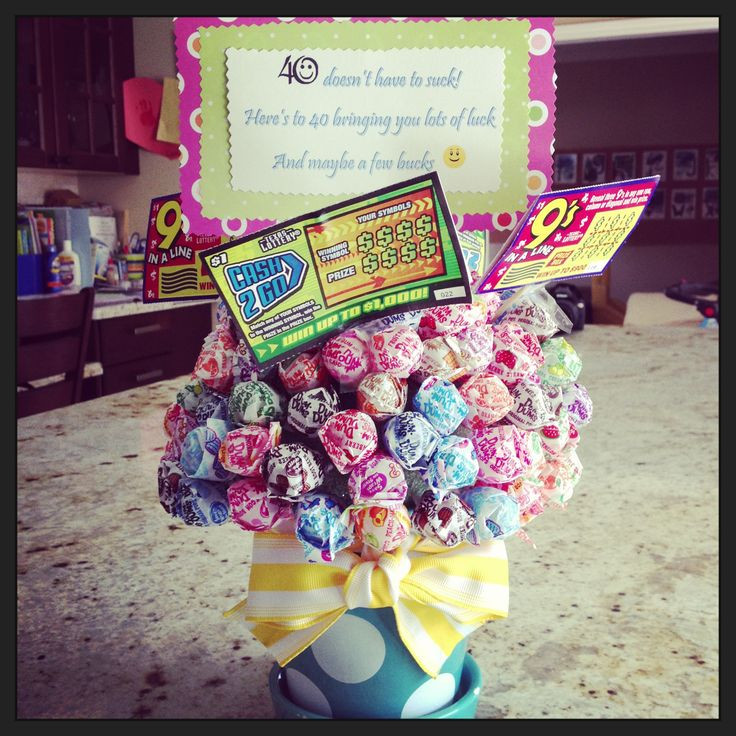 40Th Birthday Gift Ideas For Women
 40th birthday t Sucker bouquet with lotto tickets