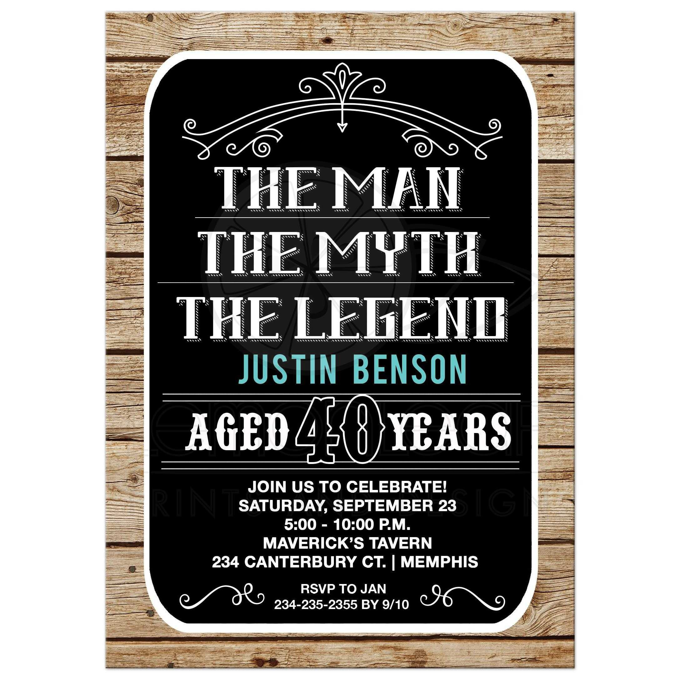 40th Birthday Invitations
 Man Myth Legend 40th Birthday Invitation 40 Year Old